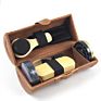 Deluxe Portable Shoe Care Shine Kit with Brown Pu Leather Case
