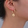 Design 14K Gold Plated Stainless Steel Irregular round Moon Pattern Charm Earrings for Women