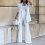 Design Autumn Two Piece Work Jacket Suit Women Single Button Purple Blazer Coat Pants Sets