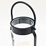 Design Black Handle Transparent Glass Jar Candle Holder with Led Candle Hanging Metal Hurricane Lantern