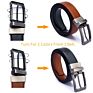 Designer Reversible Belt Rotated Buckle Men Genuine Leather Belt