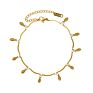 Designer Tiny 18K Gold Plated Ankle Leg Chain Tassel Leaf Stainless Steel Gold Anklets
