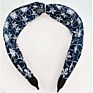 Designer White Floral Print on Blue Background Fabric Bow Hair Band Hair Accessories for Women