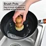 Direct Kitchen Cleaning Brush Bamboo Short Handle round Dish Brush Exquisite Gift