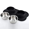 Divtop Non-Slip Silicone Mat Feeder Double Pet Bowl,Silicone Foldable Traveling Double Stainless Steel Dog Bowls.
