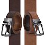 Double Sides Pu Leather Reversible Belt for Men Black and Brown Dress Belt Rotate Buckle Vintage Belt