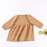 Dress for Baby Girl and Simple Style Solid Color Long Sleeves Linen Dress Baby Dresses