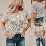 Dresses Women Lady Elegant Loose Casual T-Shirt Contrast Leopard Print Short Sleeve Contrast Leopard Print Short Sleeve