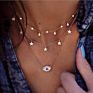 Drop Shipping Gold Plated Evil Eye Star Rhinestone Layered Choker Necklace Collar Gargantilla