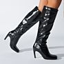 Dropshipping round Toe High Heeled Women Soft Leather Boots Knee High Boots