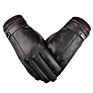 E387 Man Fuax Leather Pu Gloves Windproof Warm plus Velvet Thickened Motorcycle Driving Touch Screen Glove