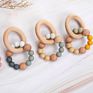 Eco-Friendly Baby Teething Toy Non-Toxic Wooden Bracelet Teething Bpa Free Silicone Teether Wooden Bracelet Teethers