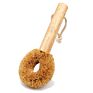 Eco Friendly Kitchen Pans Dishes Cleaning Brushes Natural Coconut Brown Hang Rope Pot Brush with Wood Handle