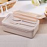Eco Friendly Wheat Straw Fiber Bento Box Lunch Food Container Tiffin Lunch Box with Fork Spoon Cutlery Set