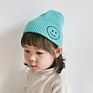 Ee282 Knit Beanies Kids Smile Face Knitted Beanie Hats Skull Cap Slouchy Cuffed Smile Printing Toddler Warm Beanie Caps