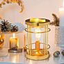 Electronic Aroma Gloden Metal Line and Transparent Glass Wax Spa Warmer