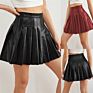 Elegant Style Casual High Waist Leather Skirt Pu Pleated Skirt