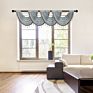 Elkca Silver Grey Tulle Waterfall Swag Valances for Living Room Kitchen Semi Sheer Curtain Valance Rod Pocket with Tassel