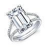 Emerald Cut 925 Sterling Silver Split Shank Pave Setting 5A Cz Diamond Engagement Wedding Ring for Women