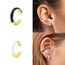 European and American 925 Sterling Silver Geometric C-Shaped Ear Cuff Enamel Hoop Earrings