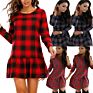 European and American Autumn Ladies Plaid Ruffle Dress Cotton Plaid Long Sleeve Stand Collar Loose Skirt