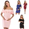 European and American Dress for Women Ruffle off Shoulder Word Collar Pregnant Women Dress Long Skirts