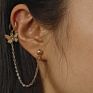 European Long Circle Link Chain Butterfly Clip on Earring Single One Piece Butterfly Stud Earring