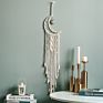 European Style Handmade Boho Home Decoration Cotton Tassel Moon Shape Macrame Wall Hanging Dream Catcher