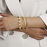 European Style Lady 3Pcs Set Mixed Punk Link Chain Pearl Bracelet 18K Gold Plated Cuban Chain Bracelet