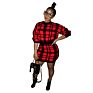 Fall / Short Skirt Set for Women Plaid Thickened Sweater Tight Hip-Hugging Skirt 2-Piece Set