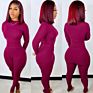 Fall Half High Neck Long Sleeve and Leggings Two Piece Pants Set Women Solid Color Big Pit Strip Jogging Tracksuit Lounge Wear