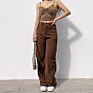 Fall Harajuku Y2K Corduroy Brown High Waist Wide Leg Pants Vintage Loose Black Women's Trousers