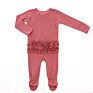 Fall Ribbed Baby Clothes Sleep Suits Front Zip Butts Ruffle Newborn Girls Layette Footie Rompers Jumpsuit