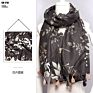 Fashionable Elegant Ladies Scarves Floral Printing Black Scarf Beach Shawls with Tassels