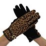 Fashional Leopard Print Poly Cotton Jersey Metal Trim Details Short Fur Lined Ladies Gloves