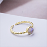 Fine Gold Plated Adjustable Opal Ring 925 Sterling Silver Rainbow Moonstone Ring for Women