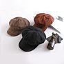 Fitted Navy Baker Boy Hats Flat Brim Checked Berets Hat for Women
