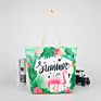 Flamingo Printed Casual Bag Women Canvas Beach Bags Stylish Female Single Shoulder Handbags Ladies Tote