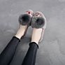 Fluffy Indoor Comfort Shoes Warm Open Toe with Ball Plush Slides Women's Color Matching Popular Hair Ball Fur Slippers