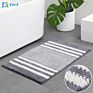 Fmt Ready to Ship Bathroom Shower Rugs Absorbent Chenille Stripe Bath Mat Set