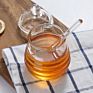 Food Grade Clear round Shape Beehive Style Borosilicate Glass Honey Jar Jam Jar with Dipper and Lid