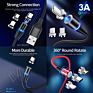 Free Sample Fast Charging Braided Magnetic 3 in 1 Mobile Data Cable