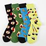 Free Sample Food Pizza Avocado Series Colorful Crew Combed Cotton Dress Men's Socks