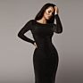 French Dress Women's round Neck Slim Long Dress