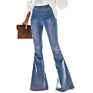 Fringe Jeans Trousers Femme Pantalones High Waist Bell Bottom Denim Jeans Pant Women