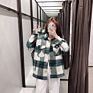 Front Pocket Design Casual Plaid Jacket Autumn Coat Women