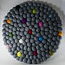 Ftr2-007 2Cm Felt Ball Square Trivets 220 Grams 100% Eco-Friendly Zealand Wool, Hand Felted by Nepalese Women Artisans-Nepal