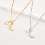 Fuamay Silver Star Moon Stone Necklace 925 Bling Crescent Stars and Moon Necklaces Cadenas De Mujer