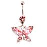 Gaby Stainless Steel Pink Diamond Butterfly Belly Button Rings Body Piercing Jewelry