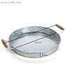 Galvanized round Tray, Wooden Handle, Suitable for Family, Office, Party, Wedding